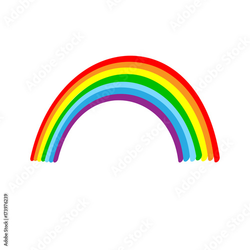 Rainbow sign. Illustration colorful spectrum arc. Cute colorful symbol spring, summer, rain. Color bow mark clean nature. Template for t shirt, card, poster. Design element. Vector illustration