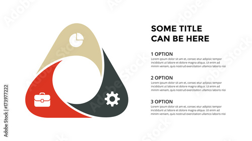 Vector circle arrows infographic, cycle diagram, geometric graph, presentation chart. Business concept with 3 options, parts, steps, processes. 16x9 slide template.