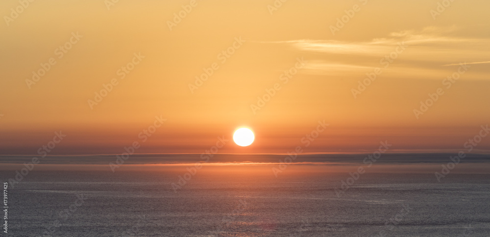 romantic sunset at the atlantic ocean seen from  Gay Head cliffs at the westernmost point of Martha's Vineyard in Aquinnah