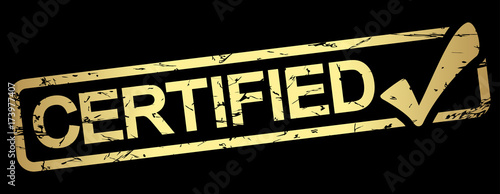 gold stamp with text certified