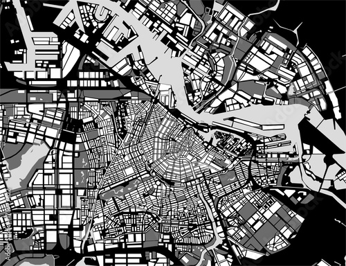 Photography vector map of the city of Amsterdam, Netherlands