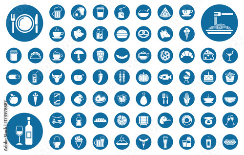 Großes Restaurant Iconset - Blau (Kreis)