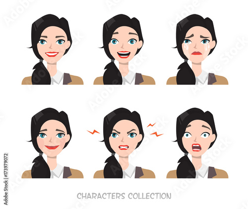 Set of emotions for business woman.