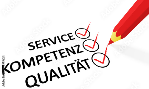 red pencil and text service competence quality