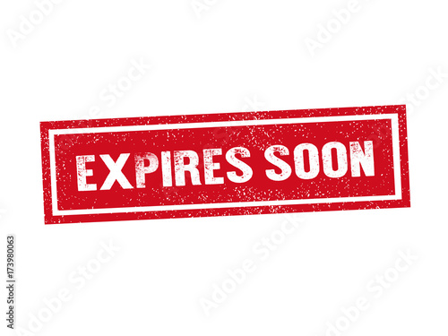 Isolated EXPIRES SOON red stamp seal text message