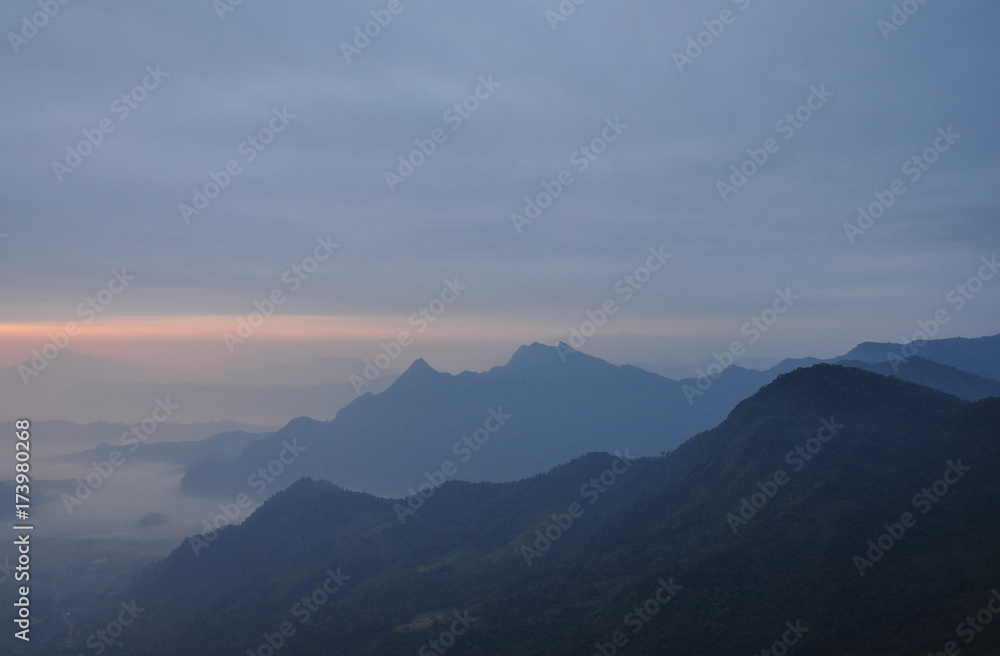Top view landscape of mountain in morning