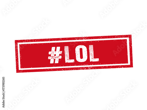 LOL red stamp seal social media text message on white background