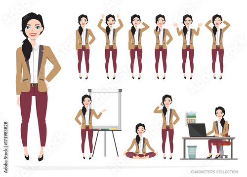 Set of emotions for business woman.