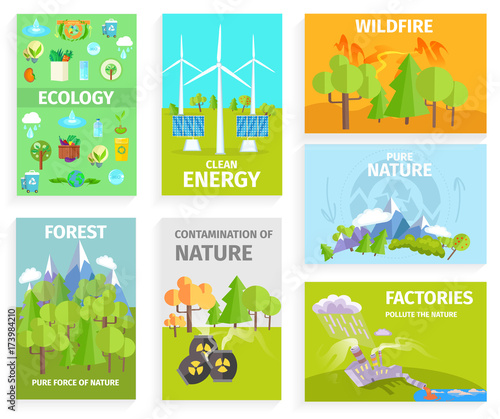Set of Banners Dipicting Environmental Issues