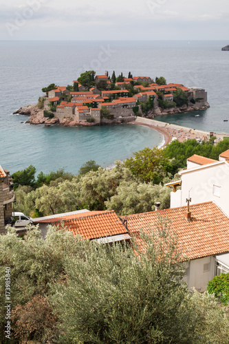 The Budva Riviera is the island of Sveti Stefan. Montenegro photo