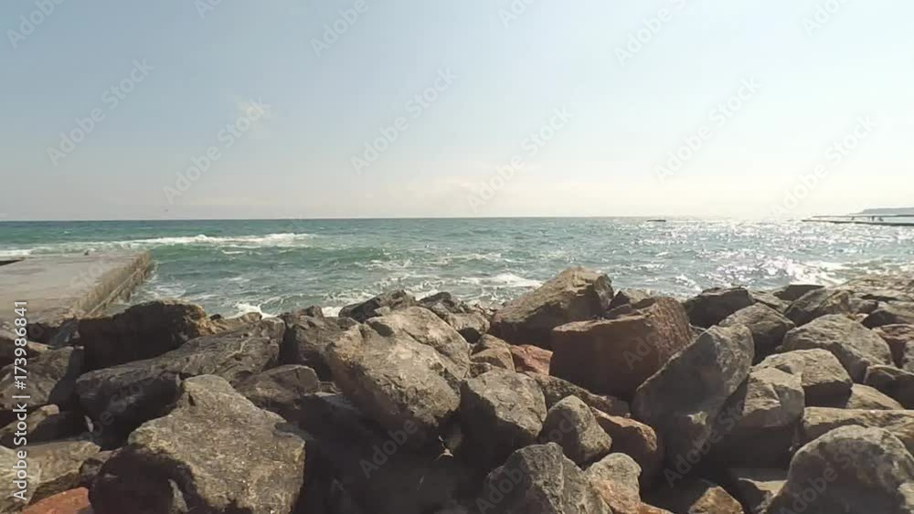 Black sea waves meets rocks on shore 60fps Black sea waves meets rocks on shore 60fps