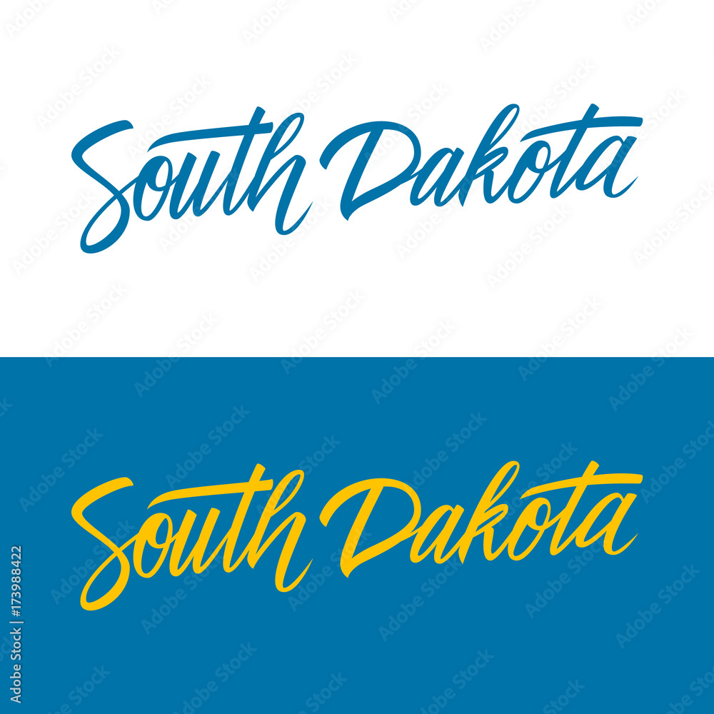 Obraz premium Odręczna nazwa stanu w USA w stanie Dakota Południowa. Element kaligraficzny do swojego projektu. Ilustracji wektorowych.