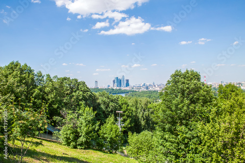 Aerial view of International Business centre from Sparrow Hills, Moscow, Russia