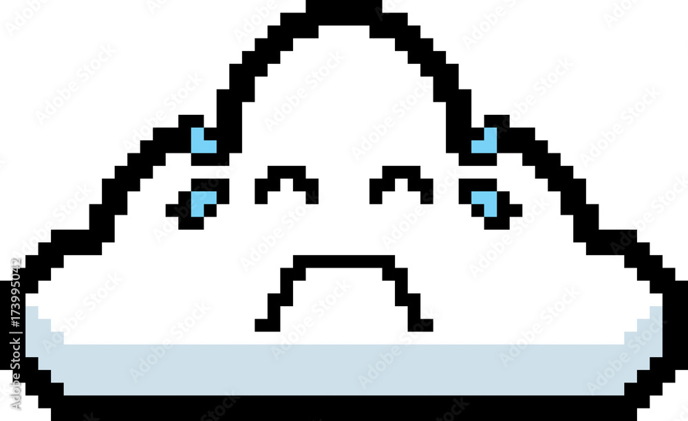 Fototapeta premium Crying 8-Bit Cartoon Cloud