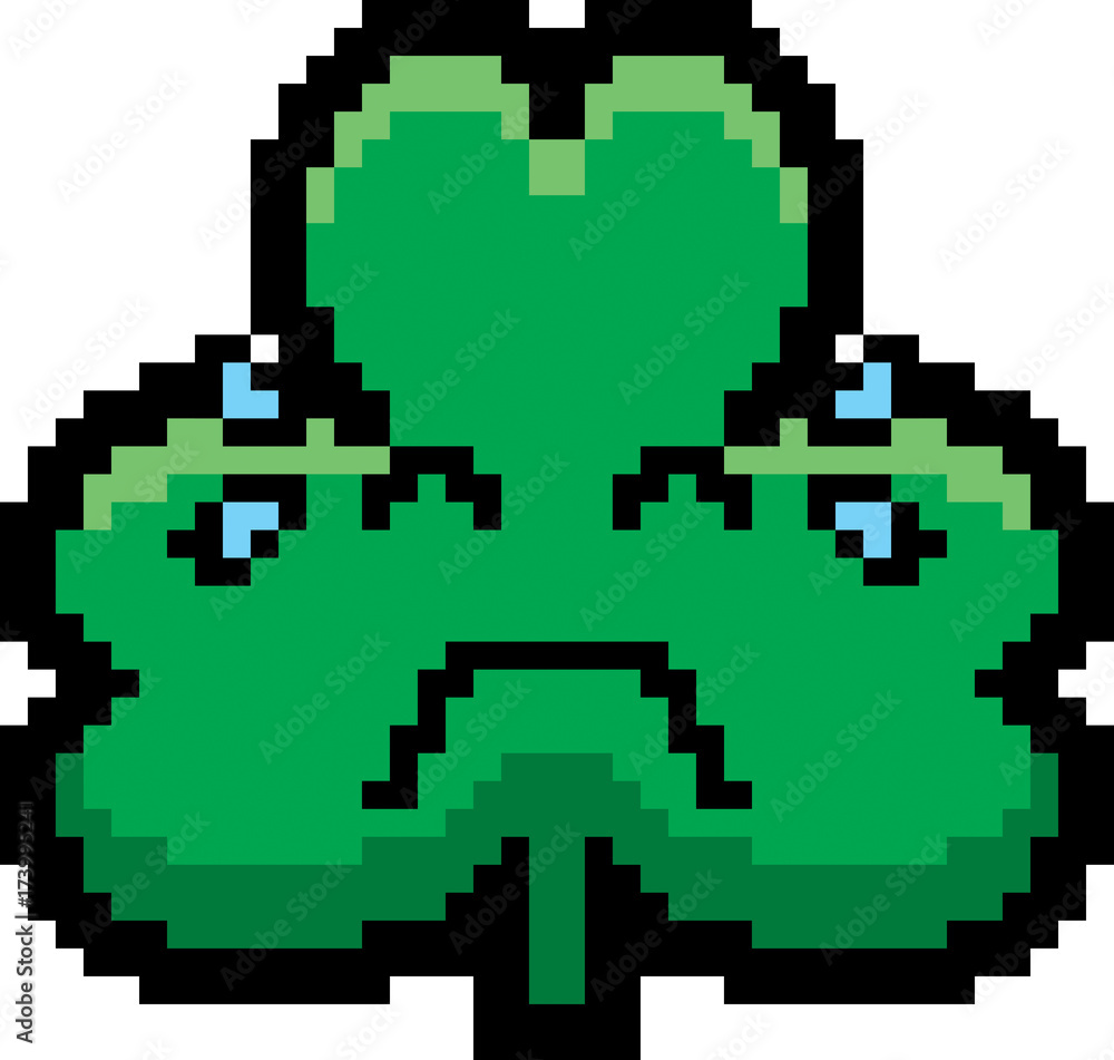 Crying 8-Bit Cartoon Shamrock Crying 8-Bit Cartoon Shamrock