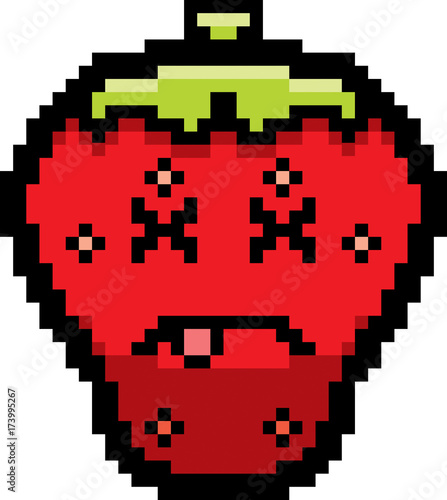 Dead 8-Bit Cartoon Strawberry
