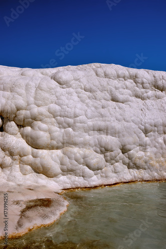 Mineral spring and natural formation from calcium carbonate deposits (Pamukkale, in translation - "cotton castle").
