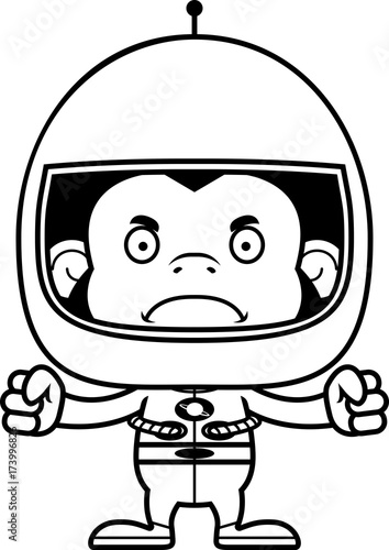 Cartoon Angry Astronaut Chimpanzee