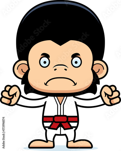 Cartoon Angry Karate Chimpanzee