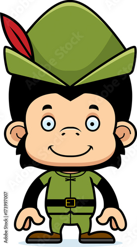 Cartoon Smiling Robin Hood Chimpanzee