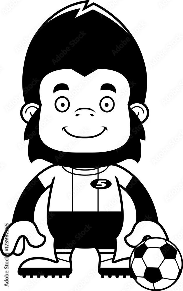 Cartoon Smiling Soccer Player Gorilla