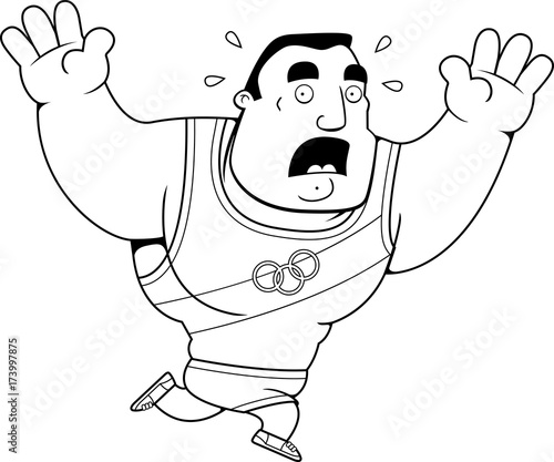 Cartoon Olympic Athlete Panic