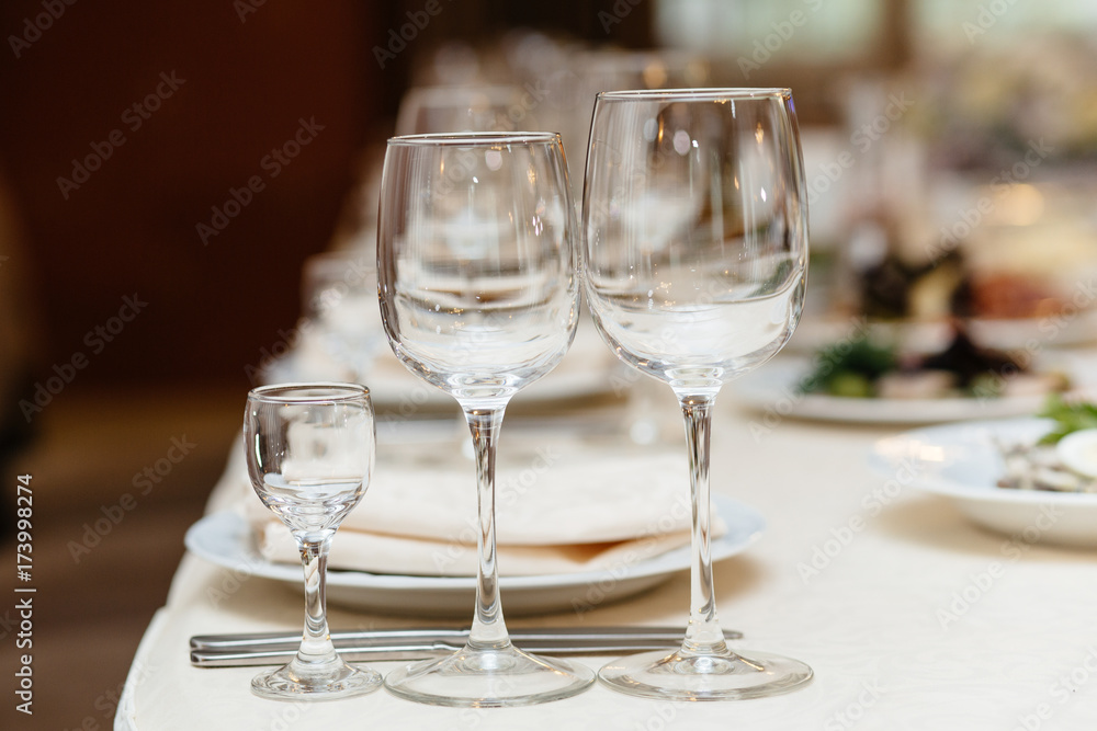 Closeup shot of empty wine glasses Closeup shot of empty wine glasses