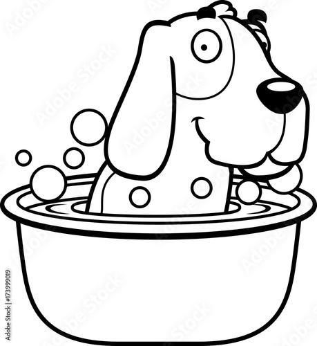 Cartoon Basset Hound Bath