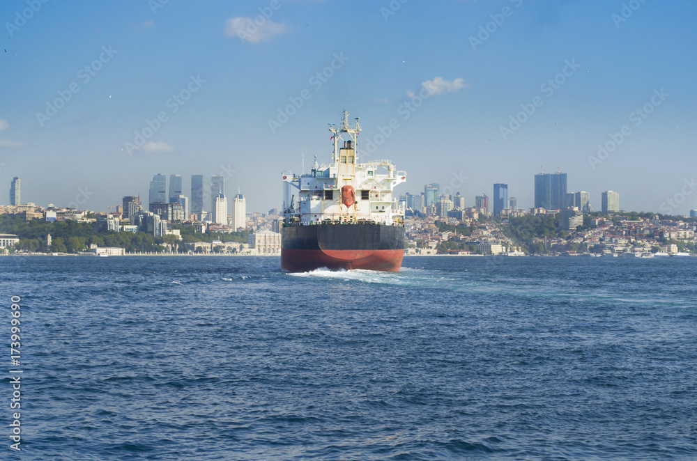 cargo ship in bosporus sea istanbul