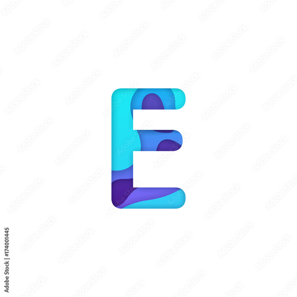 Realistic paper cut letter E. Realistic paper cut letter E.