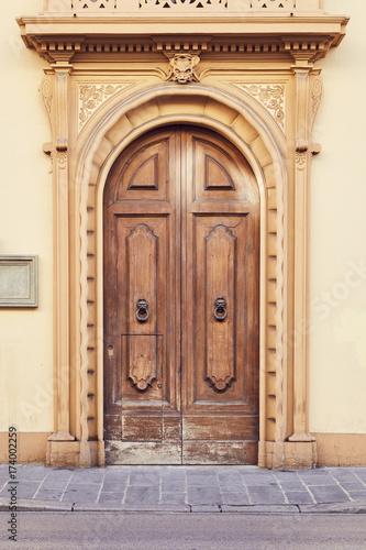 Old wooden door in Florence  Italy