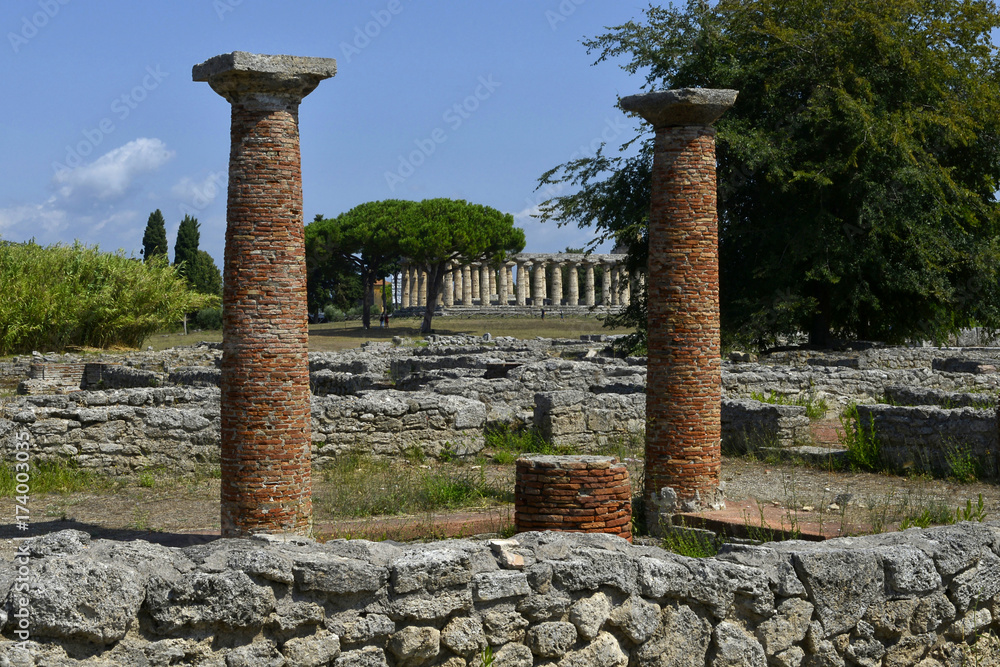 Italy, .Paestum; archeological site.