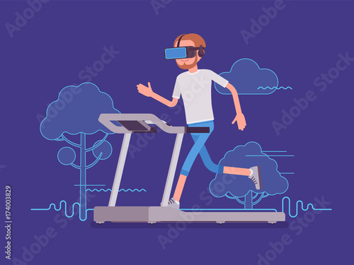 VR man running on track