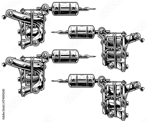 Graphic black and white tattoo machine set Vol. 10
