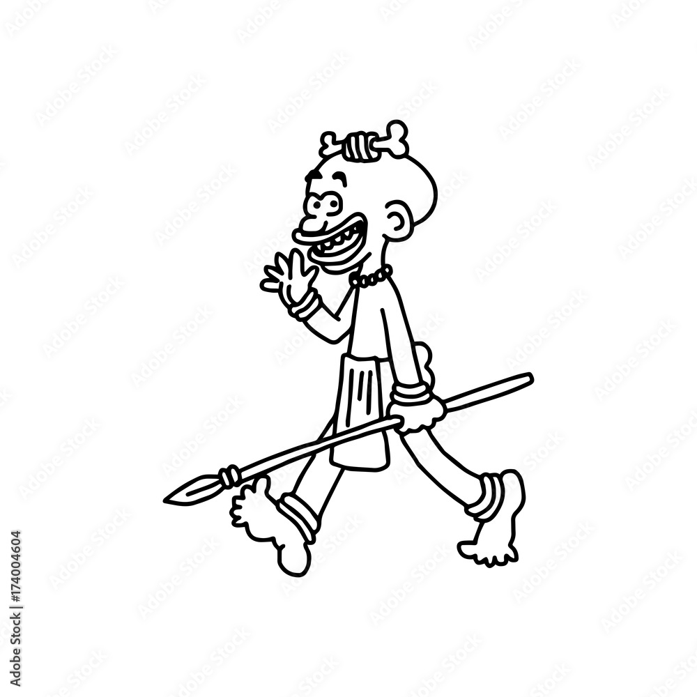african tribe saying hi vector illustration sketch hand drawn with black lines, isolated on white background african tribe saying hi vector illustration sketch hand drawn with black lines, isolated on white background
