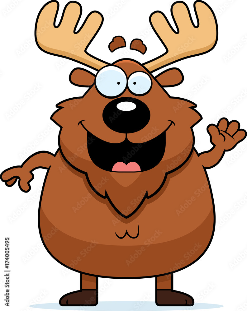 Fototapeta premium Cartoon Moose Waving