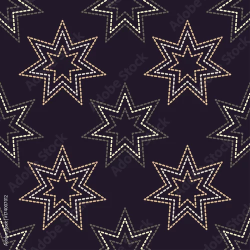 Tapety Bezszwowe tło z dekoracyjnymi gwiazdami. Tekstura kropek. Rapport tekstylny.