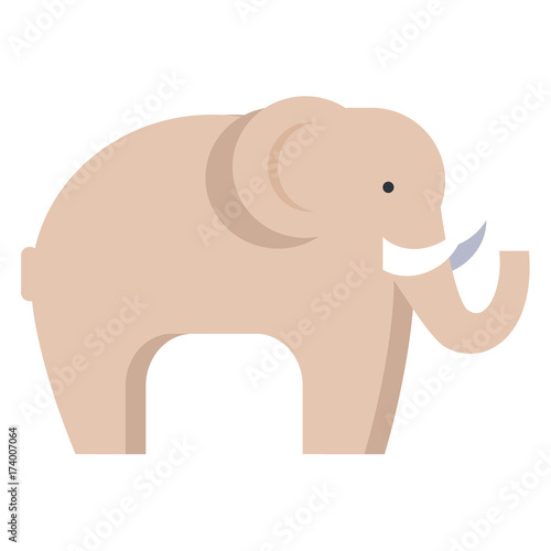 Elephant in Beige Color Isolated on White