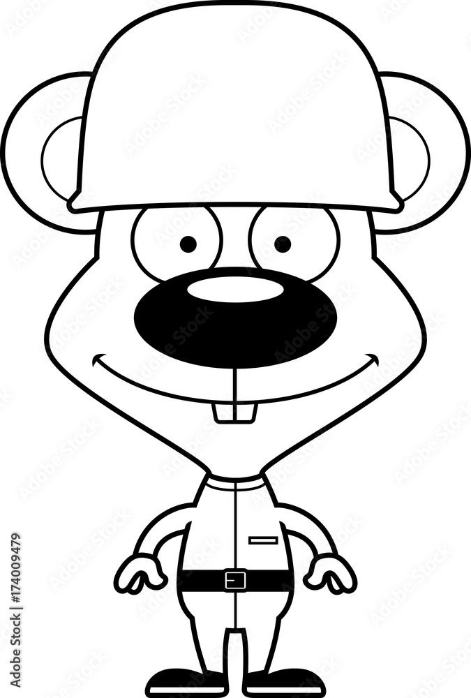 Cartoon Smiling Soldier Mouse