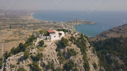 Aerial view of Tsambika church, Rhodes, Greece photo