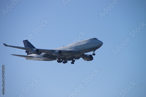Jumbo jet during landing decent