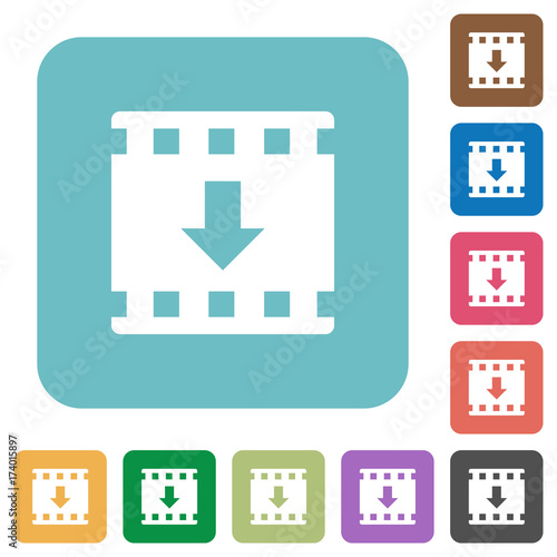 Move down movie rounded square flat icons