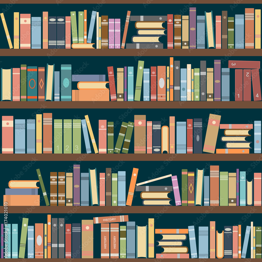 Bookshelves full of books both in the library Bookshelves full of books both in the library