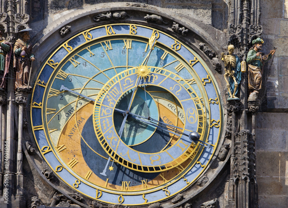 Orloj, Historical medieval astronomical clock, Old Town Hall, Prague, Czech Republic..