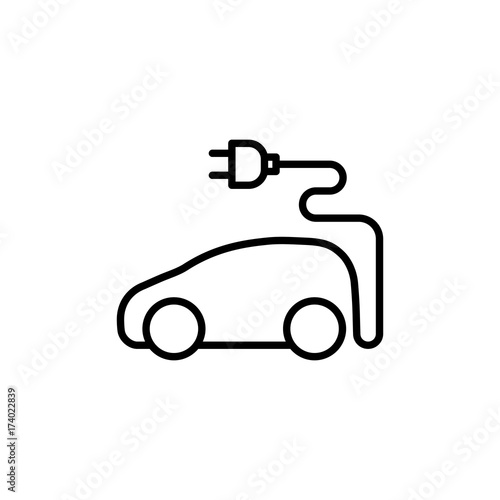 thin line electric car icon