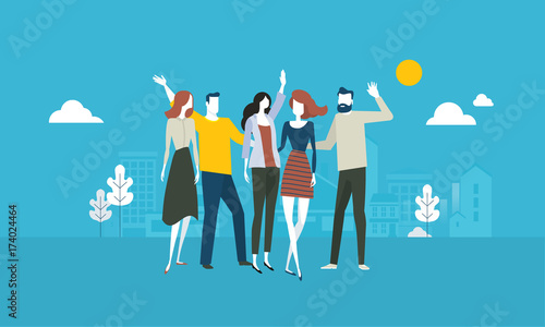 Our team. Flat design business people concept. Vector illustration concept for web banner, business presentation, advertising material.