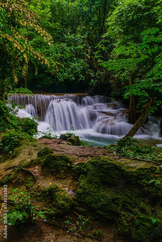 Huai Mae Kamin Waterfall in Kanchanaburi,Thailand