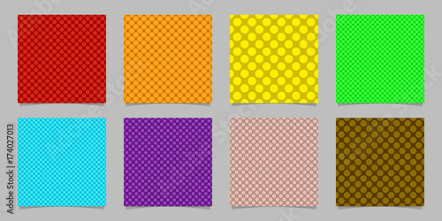 Simple abstract seamless polka dot background pattern design set - squared vector graphics from colored circles