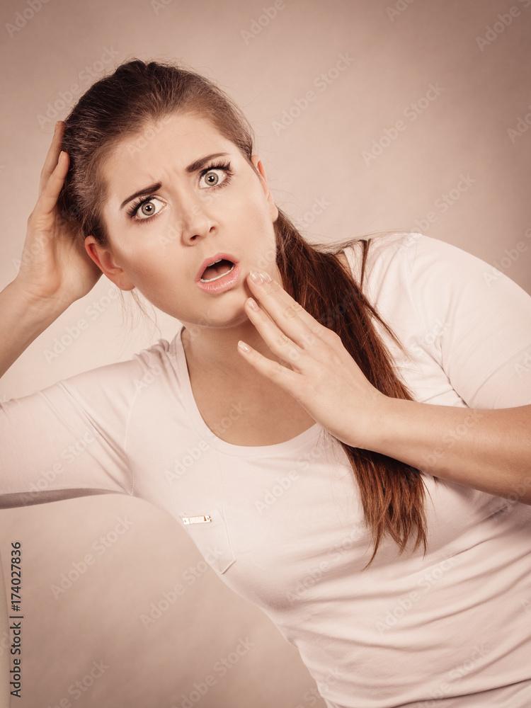 Shocked amazed young woman woman Shocked amazed young woman woman