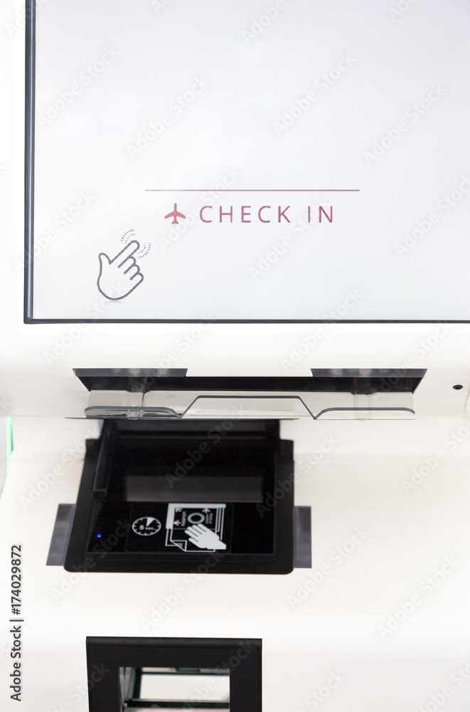 Fototapeta premium Self service check in machine kiosk on airport